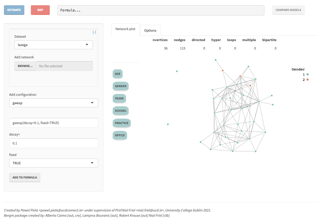 Bergm-shiny web application’s main screen