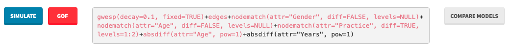 Selecting terms for model comparison